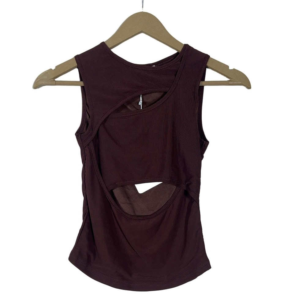 NWT Peppermayo Beyond Solid Mesh Cut Out Tank Top Chocolate Brown Edgy Size 2